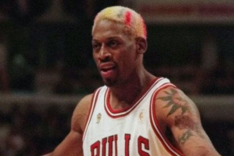 Chicago Bulls forward Dennis Rodman tries to get some sympathy from referee Bennett Salvatorie during the third quarter against the Utah Jazz in  Game 2 of the NBA Finals Wednesday, June 4, 1997, in Chicago. The Bulls defeated the Jazz 97-85 to take a 2-0 lead the the best-of -7 series. (AP Photo/Fred Jewell)