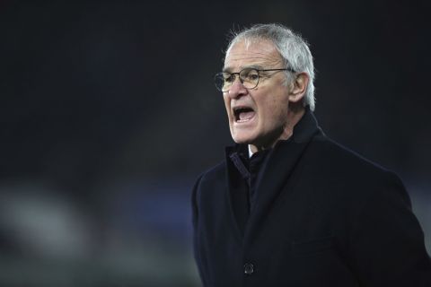 Leicester City manager Claudio Ranieri offers advice from the sideline during the English Premier League match Swansea against Leicester at the Liberty Stadium, Swansea, Wales, Sunday Feb. 12, 2017. (Nick Potts/PA via AP)