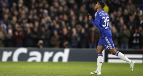 Chelsea's Ruben Loftus-Cheek gestures as he is brought on to play during the UEFA Champions League group G football match at Stamford Bridge in London on December 10, 2014. AFP PHOTO / ADRIAN DENNIS        (Photo credit should read ADRIAN DENNIS/AFP/Getty Images)