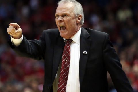 MILWAUKEE, WI - MARCH 22:  Head coach Bo Ryan of the Wisconsin Badgers shouts after a play against the Oregon Ducks during the third round of the 2014 NCAA Men's Basketball Tournament at BMO Harris Bradley Center on March 22, 2014 in Milwaukee, Wisconsin.  (Photo by Jonathan Daniel/Getty Images)