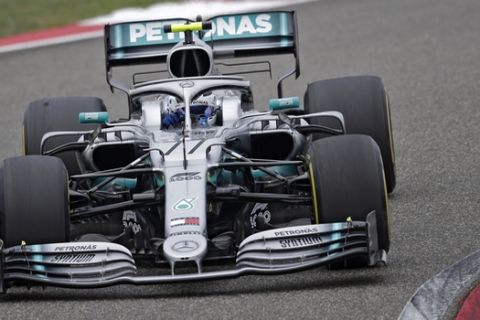 Mercedes driver Valtteri Bottas of Finland steers his car during the Chinese Formula One Grand Prix at the Shanghai International Circuit in Shanghai, Sunday, April 14, 2019. (AP Photo/Andy Wong)