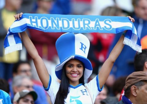 PORTO ALEGRE, BRAZIL - JUNE 15:  A Honduras fan looks on during the 2014 FIFA World Cup Brazil Group E match between France and Honduras at Estadio Beira-Rio on June 15, 2014 in Porto Alegre, Brazil.  (Photo by Ian Walton/Getty Images)