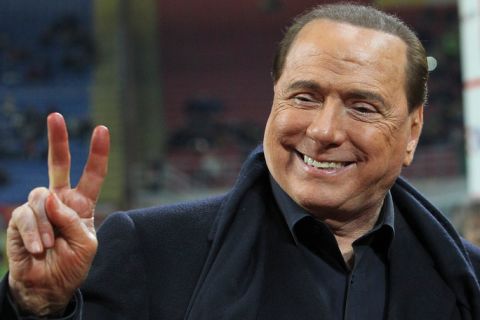 MILAN, ITALY - MARCH 20:  AC Milan president Silvio Berlusconi gestures before the Serie A match between AC Milan and SS Lazio at Stadio Giuseppe Meazza on March 20, 2016 in Milan, Italy.  (Photo by Marco Luzzani/Getty Images)