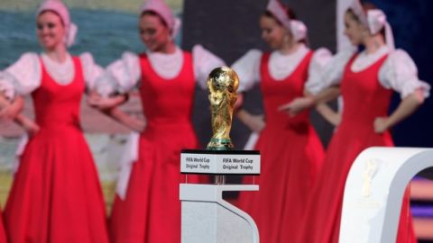 A Russian ballet performs during the 2018 soccer World Cup draw in the Kremlin in Moscow, Friday, Dec. 1, 2017. (AP Photo/Dmitri Lovetsky)