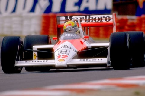 1988:  Ayrton Senna of Brazil in action in his McLaren Honda during the Belgian Grand Prix at the Spa circuit in Belgium. Senna finished in first place.   \ Mandatory Credit: Pascal  Rondeau/Allsport