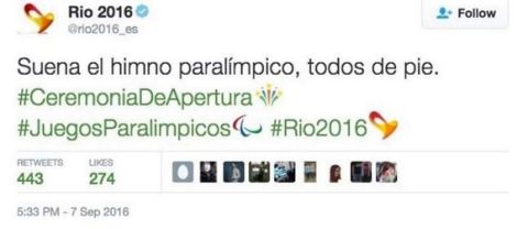Η γκάφα των Παραολυμπιακών Ρίο 2016 στο twitter