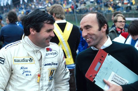 Pole sitter and second place finisher Alan Jones (AUS) (left) talks with his Williams Boss Frank Williams (GBR).
Belgian Grand Prix, Zolder, 4 May 1980.
