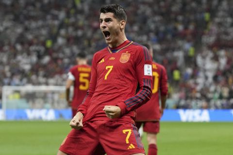 Ο Μοράτα πανηγυρίζει γκολ του στο Ισπανία - Γερμανία