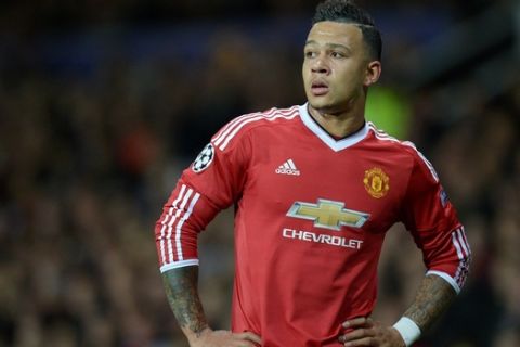 Manchester United's Dutch midfielder Memphis Depay is pictured during their UEFA Champions League Group B football match between Manchester United and PSV Eindhoven at the Old Trafford Stadium in Manchester, north west England on November 25, 2015. AFP PHOTO / OLI SCARFF / AFP / OLI SCARFF        (Photo credit should read OLI SCARFF/AFP/Getty Images)