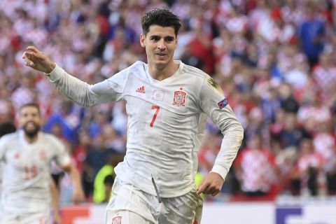 Ο Αλβάρο Μοράτα πανηγυρίζει το γκολ του στο Κροατία - Ισπανία | 28 Ιουνίου 2021