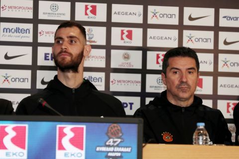 Γιώργος Παπαγιάννης και Δημήτρης Πρίφτης στη συνέντευξη Τύπου του Final Four του Κυπέλλου Μπάσκετ