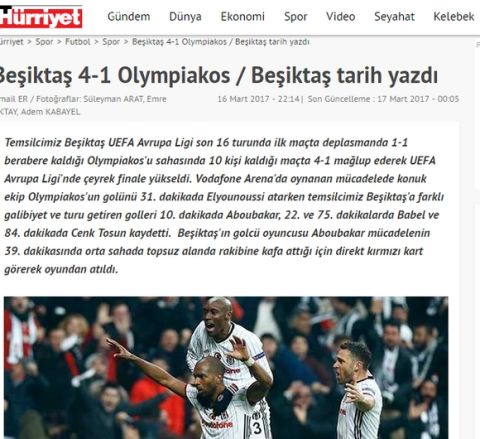Ο τουρκικός Τύπος για το Μπεσίκτας - Ολυμπιακός