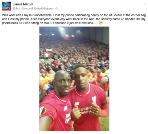 Ιστορική selfie στο Anfield με ένα χαμένο κινητό