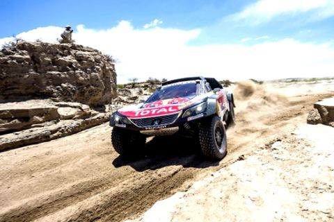Carlos Sainz (ESP) of Team Peugeot Total races during stage 10 of Rally Dakar 2018 from Salta to Belem, Argentina on January 16, 2018