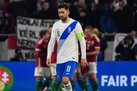 Ο Τάσος Μπακασέτας απογοητευμένος μετά το 2-1 στο Ουγγαρία - Ελλάδα | 20 Νοεμβρίου 2022