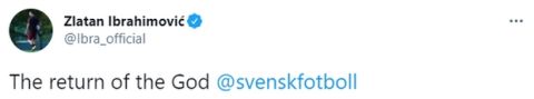 Το tweet του Ιμπραχίμοβιτς για την επιστροφή στην εθνική Σουηδίας