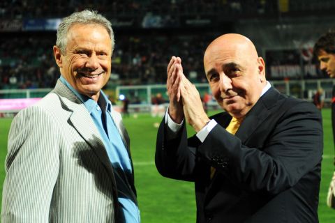 Ο ιστορικός πρόεδρος της Παλέρμο, Μαουρίτσιο Τζαμπαρίνι, μαζί με τον Αντριάνο Γκαλιάνι πριν από την έναρξη αγώνα της Serie A μεταξύ των Σικελών και της Μίλαν | 24 Απριλίου 2010