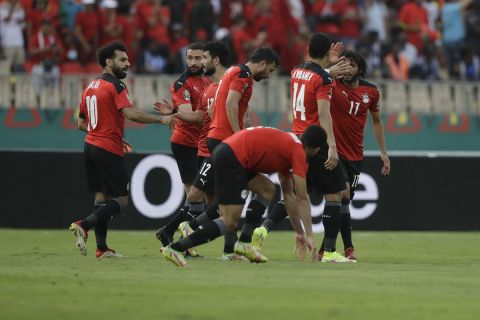 Ο Μοχάμεντ Σαλάχ πανηγυρίζει γκολ της Αιγύπτου απέναντι στο Μαρόκο στο Κύπελλο Εθνών Αφρικής | 30 Ιανουαρίου 2022