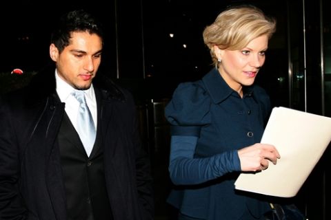Amanda Staveley, right, walks to the Barclays Bank headquarters with Ali Jassim adviser to Sheik Mansour Bin Zayed Al Nahyan, in London, Friday Oct. 31,  2008.  British bank Barclays has announced an issue of £3 billion of Reserve Capital Instruments to Qatar Holding and entities representing the beneficial interests of Sheikh Mansour Bin Zayed Al Nahyan. (AP Photo/Tom Hevezi)