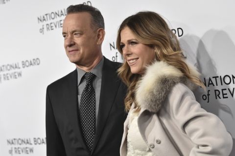 Tom Hanks, left, and Rita Wilson attend the National Board of Review Awards Gala at Cipriani 42nd Street on Tuesday, Jan. 9, 2018, in New York. (Photo by Evan Agostini/Invision/AP)
