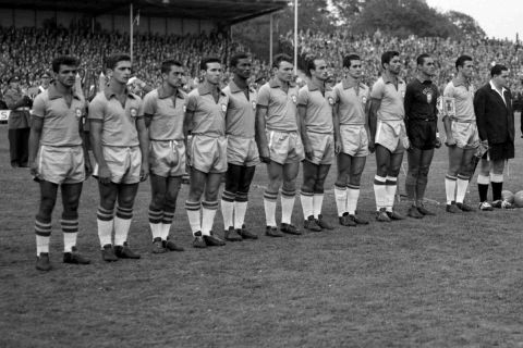 Η σύνθεση της Εθνικής Βραζιλίας στο Μουντιάλ του 1958 πριν το ματς με την Αυστρία