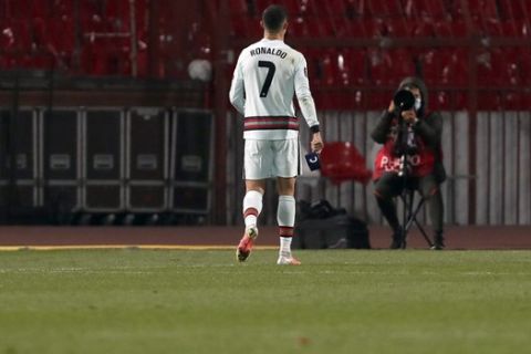 Ο Κριστιάνο Ρονάλντο κατά τη διάρκεια του Σερβία - Πορτογαλία για τα προκριματικά του Παγκοσμίου Κυπέλλου του 2022