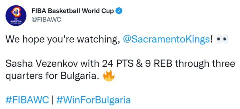 Ο διαχειριστής του Twitter της FIBA ξέχασε ή δεν γνώριζε ότι ο Βεζένκοβ παίζει στον Ολυμπιακό
