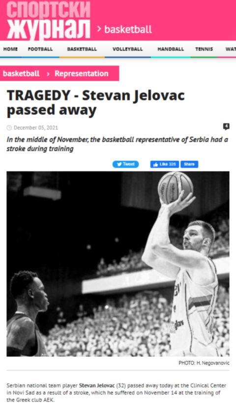 Στέβαν Γέλοβατς: Τα σερβικά Μέσα για τον αδικοχαμένο αθλητή της ΑΕΚ