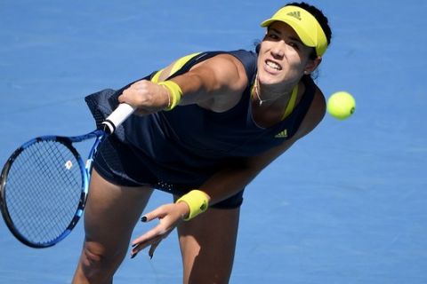 Η Γκαμπρίνιε Μουγκουρούθα κατά τη διάρκεια του Australian Open