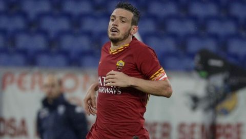 Roma's Alessandro Florenzi during a Serie A soccer match between Roma and Brescia, at Rome's Olympic Stadium, Sunday, Nov. 24, 2019. (AP Photo/Andrew Medichini)