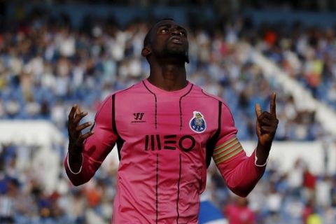 Porto's Jackson Martinez celebrates his goal against Belenenses during their Portuguese premier league soccer match at Restelo stadium in Lisbon, Portugal May 17, 2015.  REUTERS/Rafael Marchante  

 
Picture Supplied by Action Images