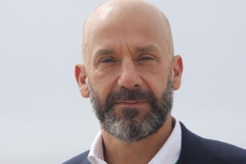 Italian football manager and former footballer Gainluca Vialli, poses for photographers during the MIPTV, International Television Programme Market, Monday, April 4, 2016, in Cannes, southern France. He presents new tv reality format "Football Nightmares". (AP Photo/Lionel Cironneau)