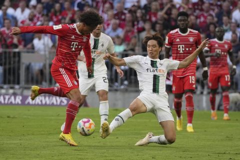 Ο Λιρόι Σανέ της Μπάγερν σε στιγμιότυπο κόντρα στην Άρσεναλ για την Bundesliga 2022-2023 στην "Άλιαντς Αρένα", Μόναχο | Σάββατο 27 Αυγούστου 2022