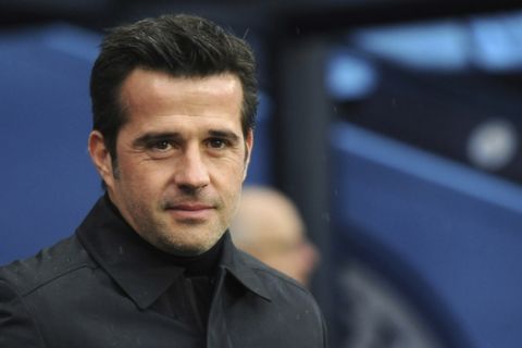 Everton manager Marco Silva during the English Premier League soccer match between Manchester City and Everton at Etihad stadium in Manchester, England, Saturday, Dec. 15, 2018. (AP Photo/Rui Vieira)