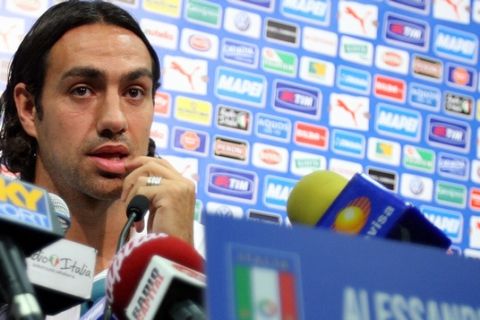 Italian national soccer team defender Alessandro Nesta looks on during a press conference in the MSV Arena, in Duisburg, Germany, Wednesday, June 28, 2006. Italy advanced to the quarterfinals of the World Cup 2006 after defeating Australia 1-0 in the round of 16. (AP Photo/Andrew Medichini)