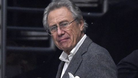 Anschutz Entertainment Group (AEG) founder Philip Anschutz watches during the first period of an NHL hockey game between the Los Angeles Kings and the New Jersey Devils, Wednesday, Jan. 14, 2015, in Los Angeles.   (AP Photo/Mark J. Terrill) 
