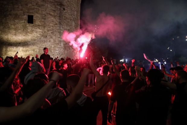 Φίλοι του ΠΑΟΚ πανηγυρίζουν στον Λευκό Πύργο την κατάκτηση του Κυπέλλου Ελλάδας 2020-2021 | Σάββατο 22 Μαΐου 2021