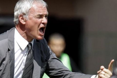 Coach of Monaco Claudio Ranieri of Italy reacts during the French league two soccer match, Saturday, May 14, 2013, in Monaco stadium. (AP Photo/Lionel Cironneau)
