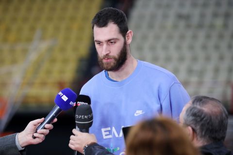 Ο Γιώργος Παπαγιάννης σε δηλώσεις πριν από την πρώτη προπόνηση της Εθνικής Ελλάδας για τα προκριματικά του EuroBasket 2025 στο ΣΕΦ | Δευτέρα 19 Φεβρουαρίου 2024