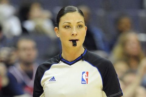 Dec 28, 2012; Washington, DC, USA; NBA official Lauren Holtkamp during the first half of the game between the Washington Wizards and Orlando Magic at the Verizon Center. Mandatory Credit: Brad Mills-USA Today Sports