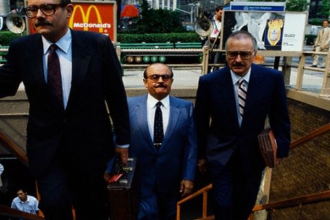 ca. 1980s-1990s, Manhattan, New York City, New York State, USA --- Saudi arms dealer emerging from the subway. He is in New York for his trial. --- Image by © Michael Brennan/CORBIS