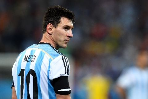 SAO PAULO, BRAZIL - JULY 09:  Lionel Messi of Argentina looks on during the 2014 FIFA World Cup Brazil Semi Final match between the Netherlands and Argentina at Arena de Sao Paulo on July 9, 2014 in Sao Paulo, Brazil.  (Photo by Matthias Hangst/Getty Images)