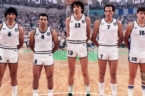Η Εθνική Ελλάδας πριν από αγώνα στο Eurobasket 1987