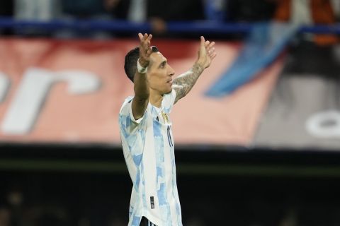 Ο Άνχελ Ντι Μαρία πανηγυρίζει γκολ της Αργεντινής απέναντι στην Βενεζουέλα για τα προκριματικά του Μουντιάλ | 25 Μαρτίου 2022
