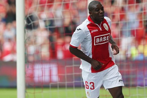 20140725 - LIEGE, BELGIUM: Standard's Geoffrey Mujangi Bia celebrates after scoring during the Jupiler Pro League match between Standard de Liege and RSC Charleroi, in Liege, Friday 25 July 2014, on day 1 of the Belgian soccer championship. BELGA PHOTO VIRGINIE LEFOUR