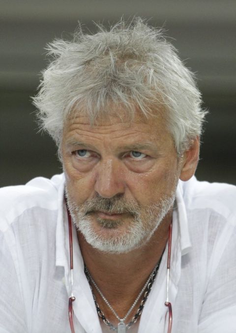 Italian former goalie Stefano Tacconi attends a pre-season  Berlusconi Trophy' soccer match betweeen AC Milan and Juventus  at the San Siro stadium in Milan, Italy, Sunday, Aug.21, 2011. (AP Photo/Luca Bruno)