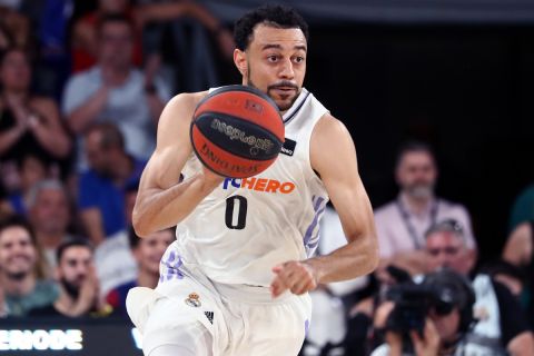 Nigel Williams-Goss during the match between FC Barcelona and Real Madrid, corresponding to the first match of the final Playoff of the Liga Endesa, played at the Palau Blaugrana, in Barcelona, on 16th June 2023. (Photo by Joan Valls/Urbanandsport /NurPhoto) (Photo by Urbanandsport / NurPhoto / NurPhoto via AFP)