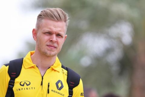SAKHIR, BAHRAIN - MARCH 31:  Kevin Magnussen of Denmark and Renault Sport F1 in the Paddock during previews ahead of the Bahrain Formula One Grand Prix at Bahrain International Circuit on March 31, 2016 in Sakhir, Bahrain.  (Photo by Mark Thompson/Getty Images)