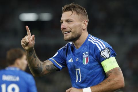 Ο Τσίρο Ιμόμπιλε πανηγυρίζει γκολ της Ιταλίας απέναντι στην Βόρεια Μακεδονία στα προκριματικά του Euro | 9 Σεπτεμβρίου 2023