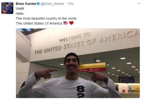 Ο Kanter γύρισε "στην πιο όμορφη χώρα του πλανήτη"